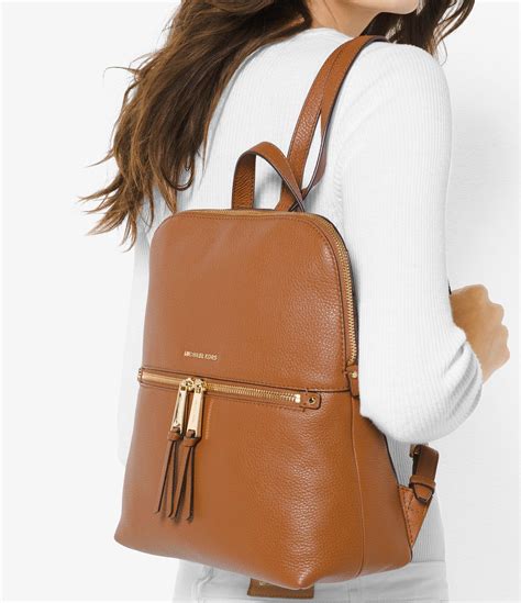 michael kors rhea zip medium slim|Michael Kors Rhea Zip Medium Slim Backpack, Camel.